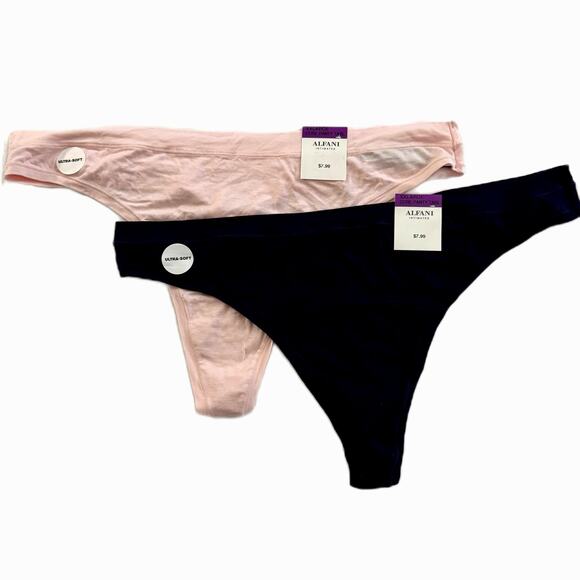 Alfani Intimates 2pc Lot Core Thong Panties - Pink & Blue - Size XXL XXLarge - Picture 1 of 6